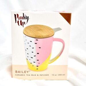Pink Up Bailey Ceramic Tea Mug and Infuser NWT